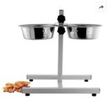Comedouro Duplo Ajustável de Inox - 2,84 Litros - Chalesco