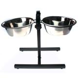 Comedouro Duplo de Inox Ajustável em Altura Chalesco - 2 x 2.840 Litros