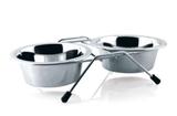 Comedouro Duplo de Inox com Suporte - 950ml - Chalesco