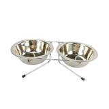 Comedouro duplo de inox mais dog com suporte g