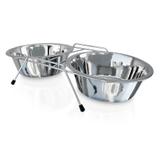 Comedouro Duplo n4 Inox Chalesco 1450 ml por tigela