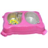 Comedouro e Bebedouro Cães e Gatos New Pratic Rosa - Plast pet