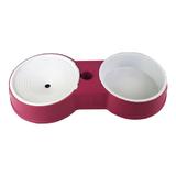 Comedouro e Bebedouro Duplo Pelo Longo Rosa - Raylight