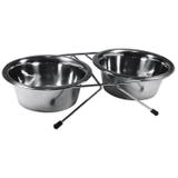 Comedouro e Bebedouro Para Gatos Duplo Inox 400ml Jambo