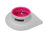 Comedouro gourmet pet flex para cães e gatos com tigelas removíveis e base antiderrapante Branco/Rosa