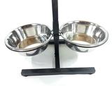 Comedouro Inox Duplo Ajustável Chalesco 2500 ml por tigela, 25cm altura