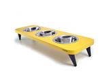 Comedouro Inox Triplo Elevado Amarelo - Tomtom