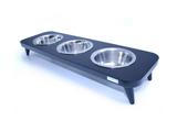 Comedouro Inox Triplo Elevado Preto - Tomtom