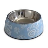 Comedouro para cães e gatos em inox e melamina Melanox Pet Flex 250ml Azul Tam P
