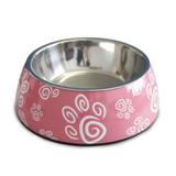Comedouro para cães e gatos em inox e melamina Melanox Pet Flex 250ml Rosa tam P