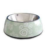 Comedouro para cães e gatos em inox e melamina Melanox Pet Flex 250ml Verde Tam P