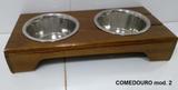 Comedouro Pet HG modelo 2 com 2 tigelas de 400 ml em Inox - House garden madeira