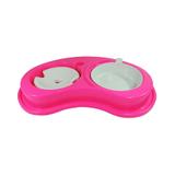 Comedouro Plástico Furacão Pet Antiformiga Luxo Duplo p/ Cães Pelos Longos G - Rosa