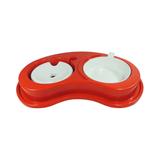 Comedouro Plástico Furacão Pet Antiformiga Luxo Duplo p/ Cães Pelos Longos G - Vermelho