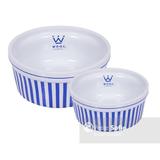 Comedouro Woof Classic My Garden Listrado Azul
