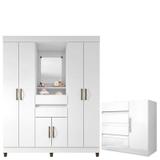 Cômoda 8000 e Guarda Roupa Casal 962 Branco Araplac