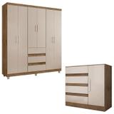 Cômoda 8000 e Guarda Roupa Casal Popy 14460 Demolição Baunilha Araplac