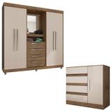 Cômoda 8000 e Guarda Roupa Casal Prime 1618 Demolição Baunilha Araplac