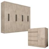 Cômoda 8000 e Guarda Roupa Casal Prime 1684 Avelã Madeirado - Araplac