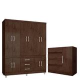 Cômoda Exellence 8000 Flex e Guarda Roupa Casal Popy 18490 Imbuia - Araplac