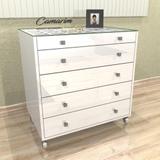 Comoda Moderna Tampo De Vidro E Porta Joia Branco - Puxador Quadrado - Com04 BRANCO BRILHANTE - Camarim móveis