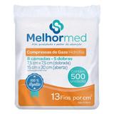 Compressa de Gaze Hidrofila MelhorMed 13 Fios com 500 Unidades Não Estéril