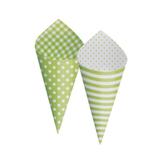Cone de Papel Cartão Verde Poá e Listras 24 unidades Cromus