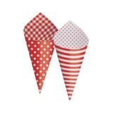 Cone de Papel Cartão Vermelho Poá e Listras 24 unidades Cromus