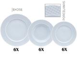 Conj 18 Pratos Rasos, Fundos, Sobremesa Porcelana Eroke Mimo - Mimostyle