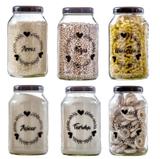 Conj. de 6 Potes Vidro 3L (Arroz/Feijão/Macarrão/Açúcar/Farinha/Biscoitos) - Amare - Vetrolar