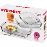 Conjunto 03 Assadeiras de Vidro Pyr-o-Rey
