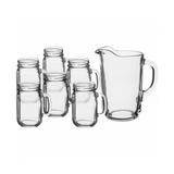 Conjunto 1 jarra de vidro transparente e 6 canecas de vidro transparente Country Folk 1800ml e 485ml - Libbey