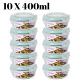 Conjunto 10 Potes Vidro Hermético Mantimentos Marmita 400ml - Redondo