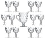 Conjunto 12 Taças De Água Diamante Transparente + 1 Jarra 1 Litro - Class home