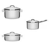 Conjunto 2 Caçarolas 1,8L, 2,9L e Caldeirão 1,5L Tramontina 403268 Prata
