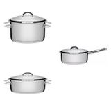 Conjunto 2 Caçarolas 1,8L, 2,9L e Panela 4,7L Tramontina 403291 Prata