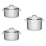 Conjunto 2 Caçarolas 1,8L, 3,6L e Caldeirão 15,7L Tramontina 403225 Prata