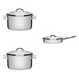 Conjunto 2 Caçarolas 1,8L, 3,6L e Frigideira 20cm Tramontina 403248 Prata
