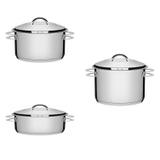 Conjunto 2 Caçarolas 1,8L, 4,7L e Caldeirão 11,9L Tramontina 403299 Prata
