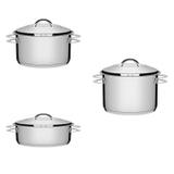 Conjunto 2 Caçarolas 1,8L, 4,7L e Caldeirão 7,8L Tramontina 403303 Prata