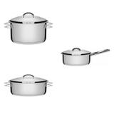 Conjunto 2 Caçarolas 1,8L, 4,7L e Panela 2,9L Tramontina 403298 Prata