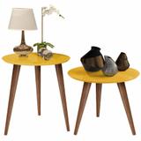 Conjunto 2 Mesas Lateral e Apoio Retrô Cissa - Amarelo - Compre Aqui - Rpm móveis