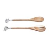 Conjunto 2 Peças Colher e Garfo de Madeira Acácia Palmeira 25cmx6,5cmx1,5cm Rojemac