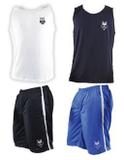 Conjunto 2 Shorts Preto e Azul, Regata Branca e Regata Preta Dryfit - Alpha Dry - Mundo Alpha