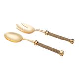 Conjunto 2 Talhares Cabo Trançado 28cm Zamac Dourado Prestige