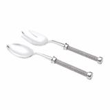 Conjunto 2 Talheres de Zamac Prateado com Cabo Trançado 28cm Rojemac Prata