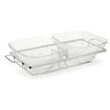 Conjunto 2 Tigelas Saladeiras 1,8 Litros Vidro e Aço Inox - Forma inox