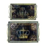 Conjunto 2pçs Bandejas Metal e Vidro Lustre Goods Br - Goodsbr