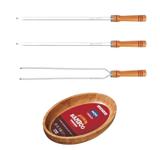 Conjunto 3 Espetos 1 Gamela Assar Churrasco Alumínio Charrua Mor