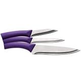 Conjunto 3 Facas Roxas em Inox Euro
